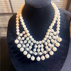 Elegant Ivory Pearl Bib Necklace - Women Jewelry
